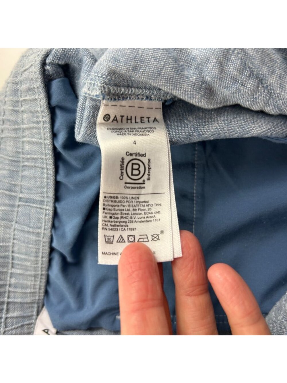 Athleta Light Chambray Blue Linen Cabo Wide Leg Pant 4 - Picture 5 of 8